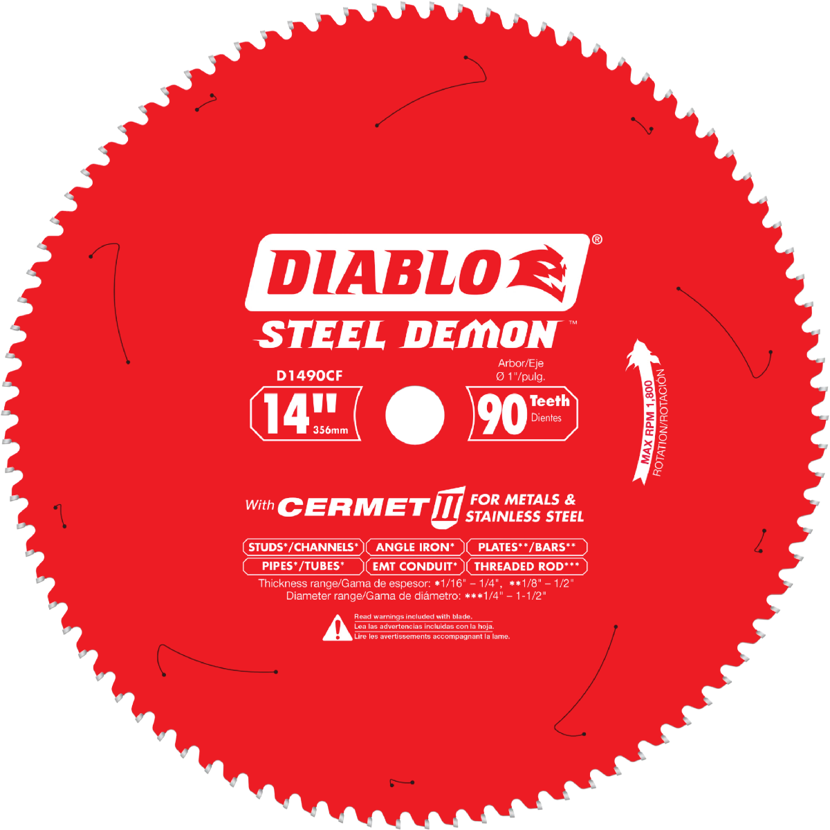 Diablo Tools D1490CF: 14 in. x 90 Tooth Cermet Metal and Stainless Steel  Cutting Saw Blade Elite Tools
